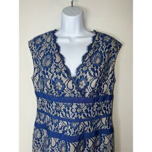 Women’s Blue Sheath Lacelet Cocktail Party Gown 10